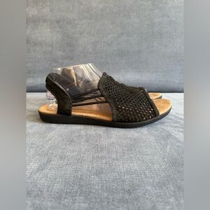 Earth Origins Hadley Black Leather Slingback Sandal Shoes Womens SZ 10M Boho